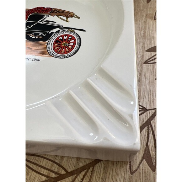 Vtg Hyalyn Ford Model "N" 1906 Large Porcelain Cigarette Cigar Ashtray 7" x 7" - Picture 6 of 11